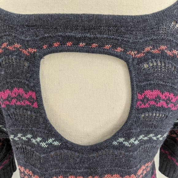 Free People Open Knit Striped Short Sleeve Sweater - Picture 5 of 8